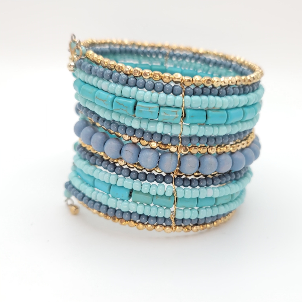 Adornia | NWT Faux Turquoise Mixed Media Beaded Cuff Bracelet - Picture 8 of 10